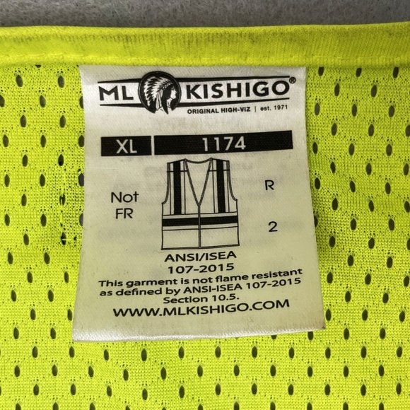 ML Kishigo Safety Vest Mens XL High Visibilty Yellow 1174 Orange Trim High Viz - Picture 3 of 7